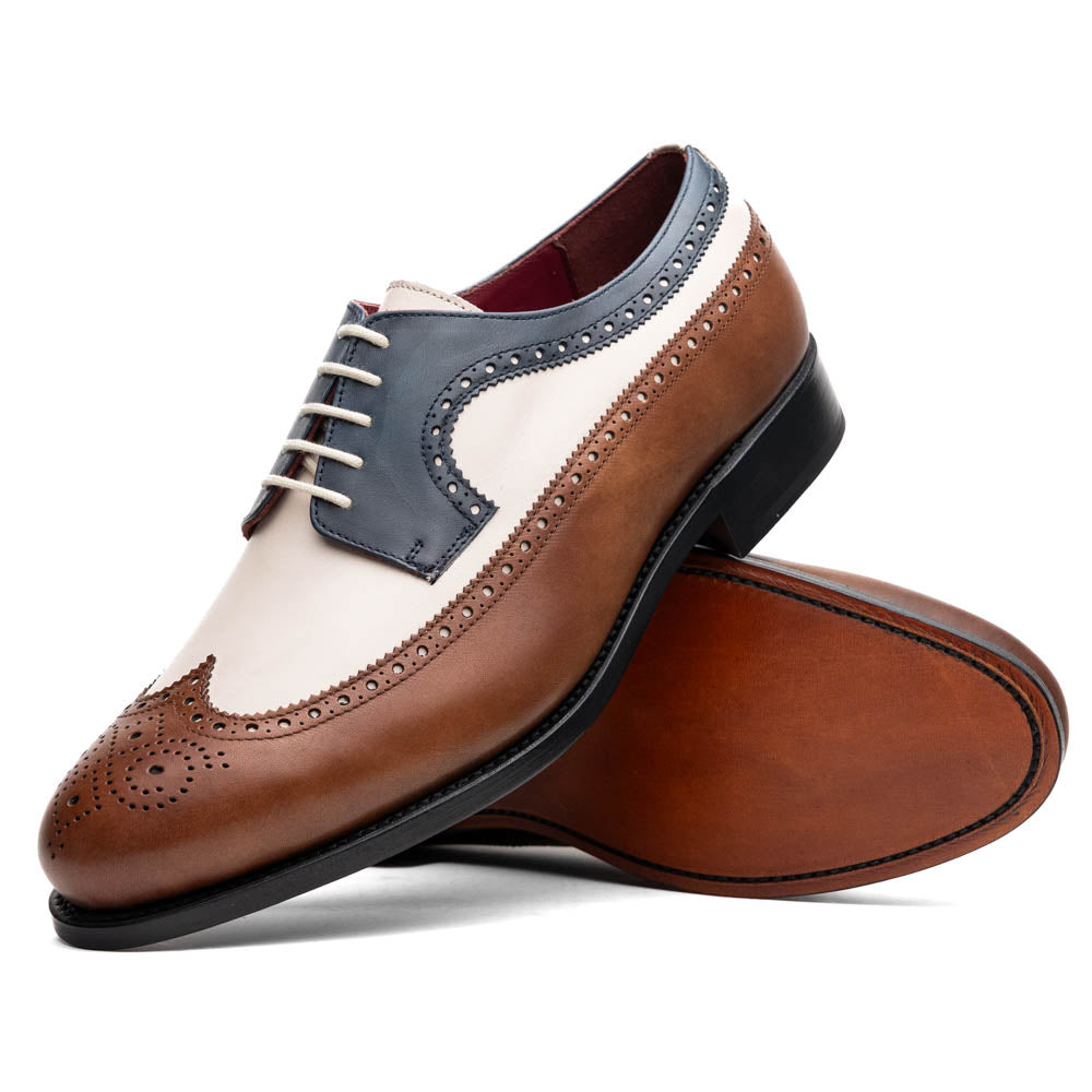 Emanuele Sempre Longwing Blucher Derby Brown / Navy / Beige