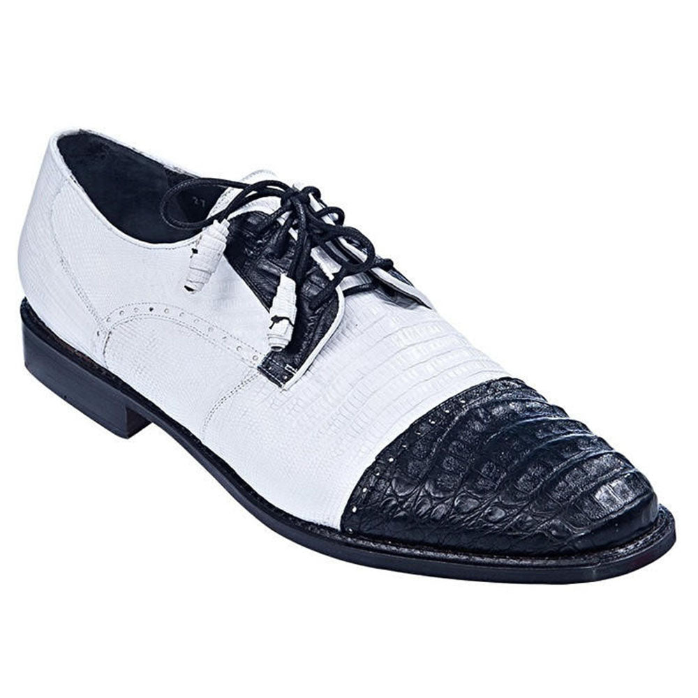 Los Altos Lizard & Caiman Spectator Shoes Black / White