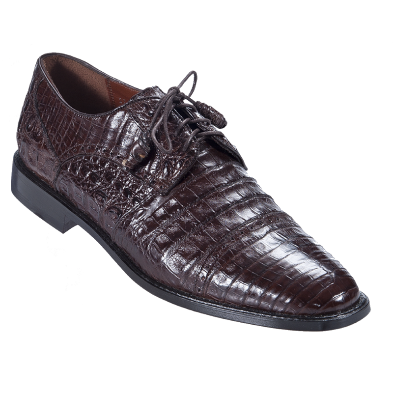 Los Altos Caiman Belly Cap Toe Shoes Brown