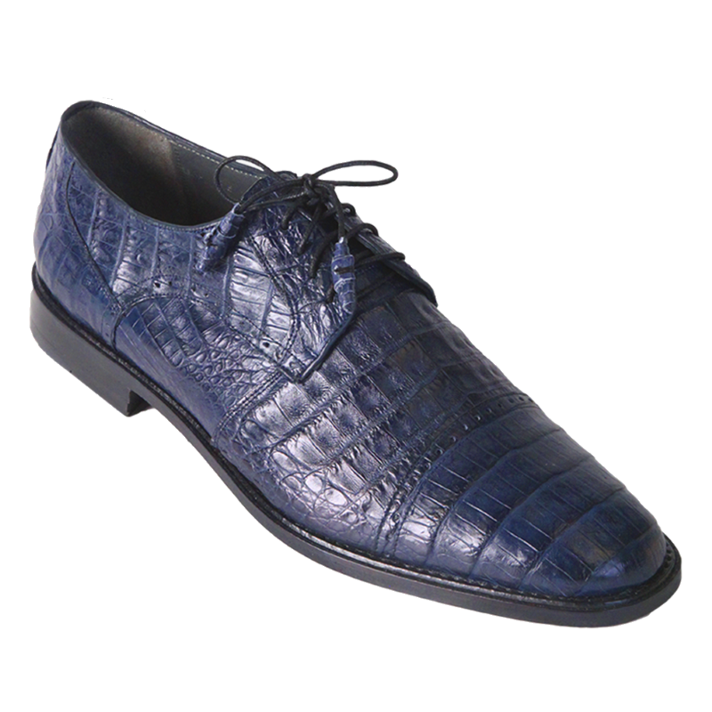 Los Altos Caiman Belly Cap Toe Shoes Navy