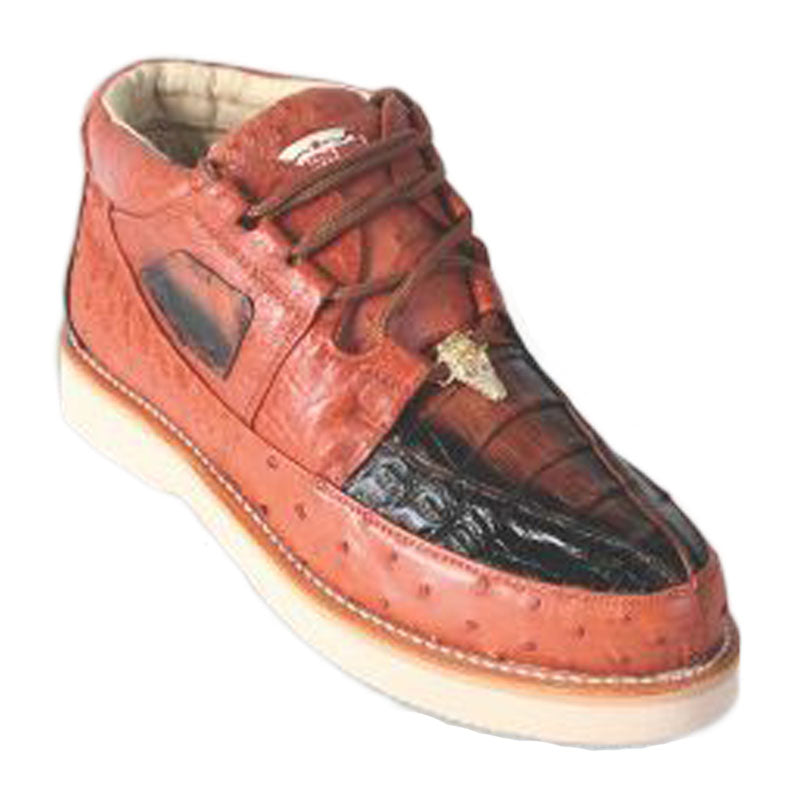Los Altos Caiman Belly & Ostrich Casual Shoes Cognac / Black