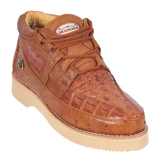 Los Altos Caiman Belly & Ostrich Casual Shoes Cognac