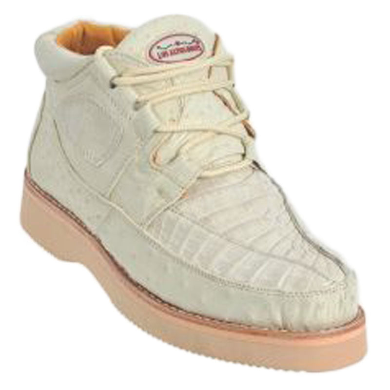 Los Altos Caiman Belly & Ostrich Casual Shoes Winter White