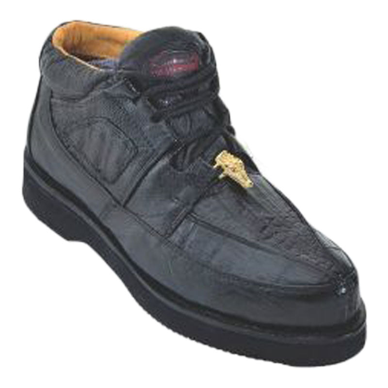 Los Altos Caiman Belly & Smooth Ostrich Shoes Black