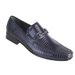 Los Altos Lizard Bit Loafers Navy Blue