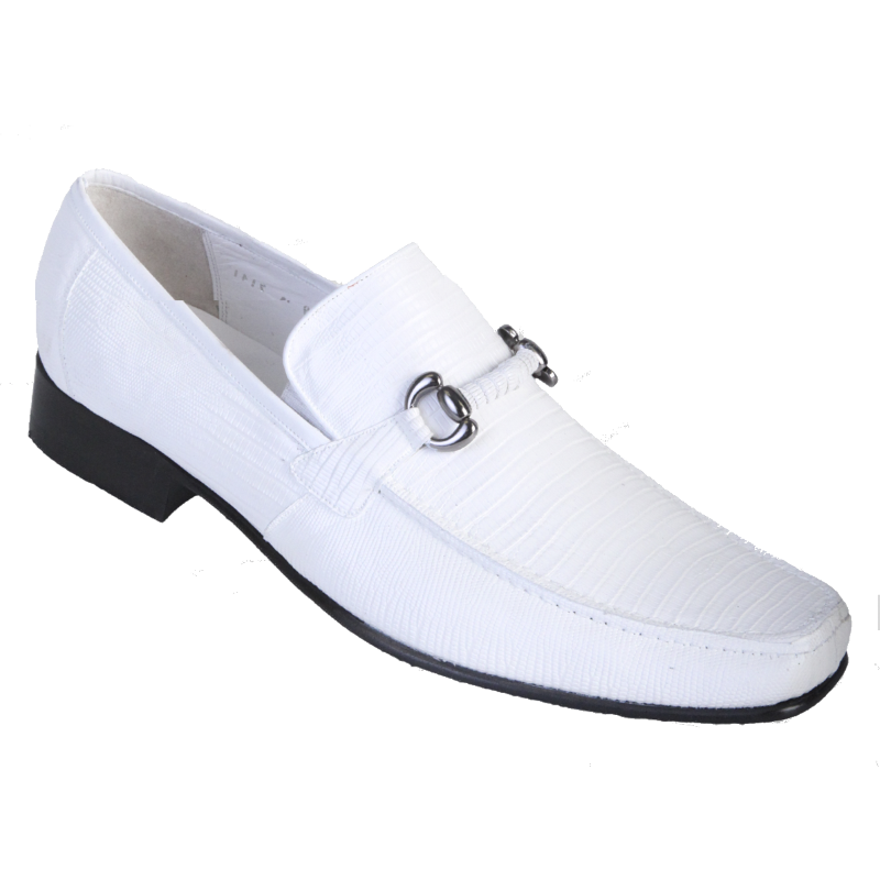Los Altos Lizard Bit Loafers White
