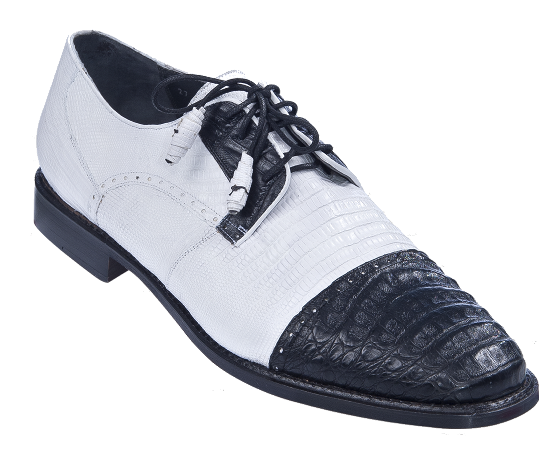 Los Altos Lizard & Caiman Spectator Shoes Black / White