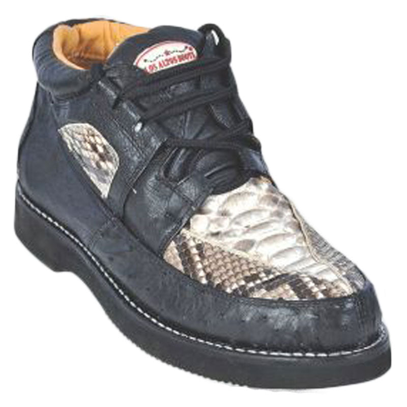 Los Altos Ostrich Leg Casual Shoes Black / Natural