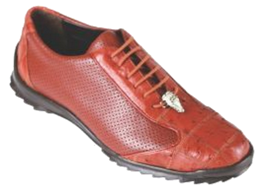 Los Altos Ostrich Patchwork Sneakers Cognac