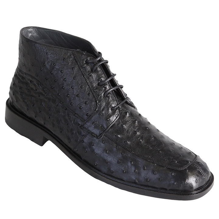 Los Altos Ostrich Quill Boots Black