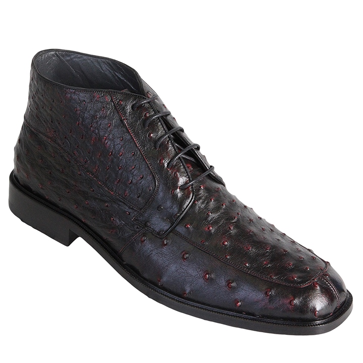Los Altos Ostrich Quill Boots Burgundy