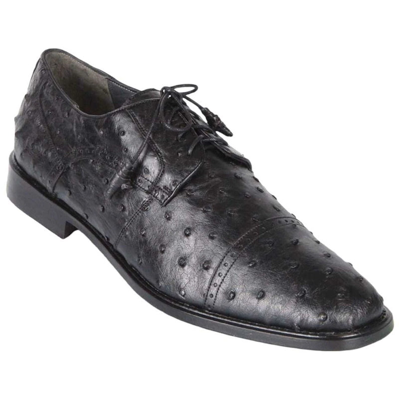 Los Altos Ostrich Quill Cap Toe Shoes Black