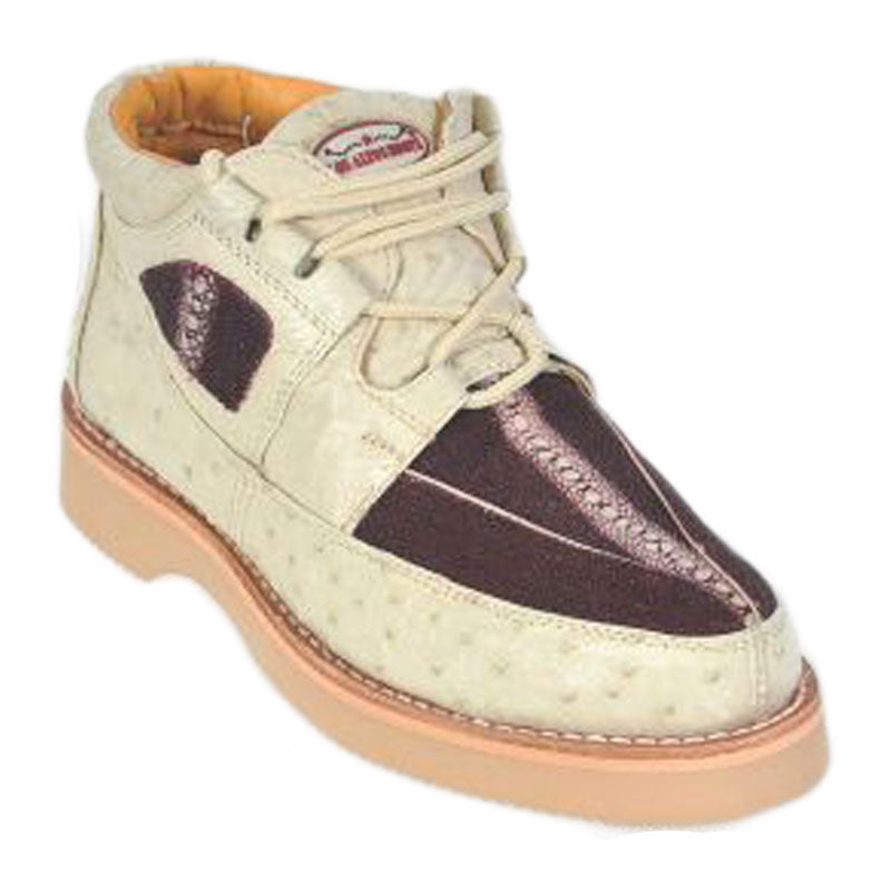 Los Altos Stingray & Ostrich Casual Shoes Burgundy / Winter White
