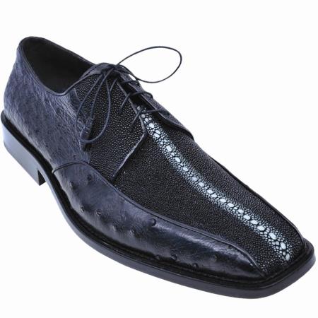 Los Altos Stingray & Ostrich Dress Shoes Black