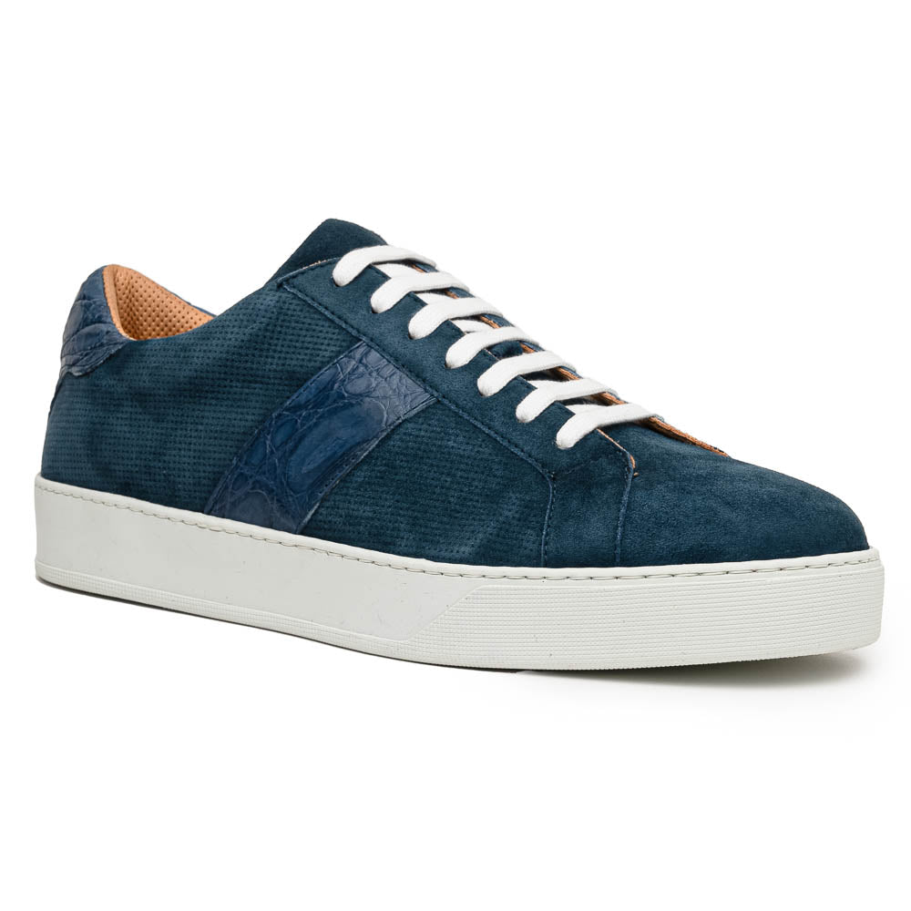 Zelli Olympias Calf & Crocodile Sneakers Sea Blue (61-101-SEA)
