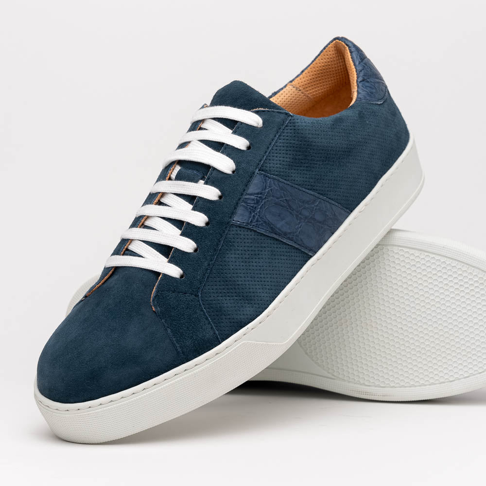 Zelli Olympias Calf & Crocodile Sneakers Sea Blue (61-101-SEA)