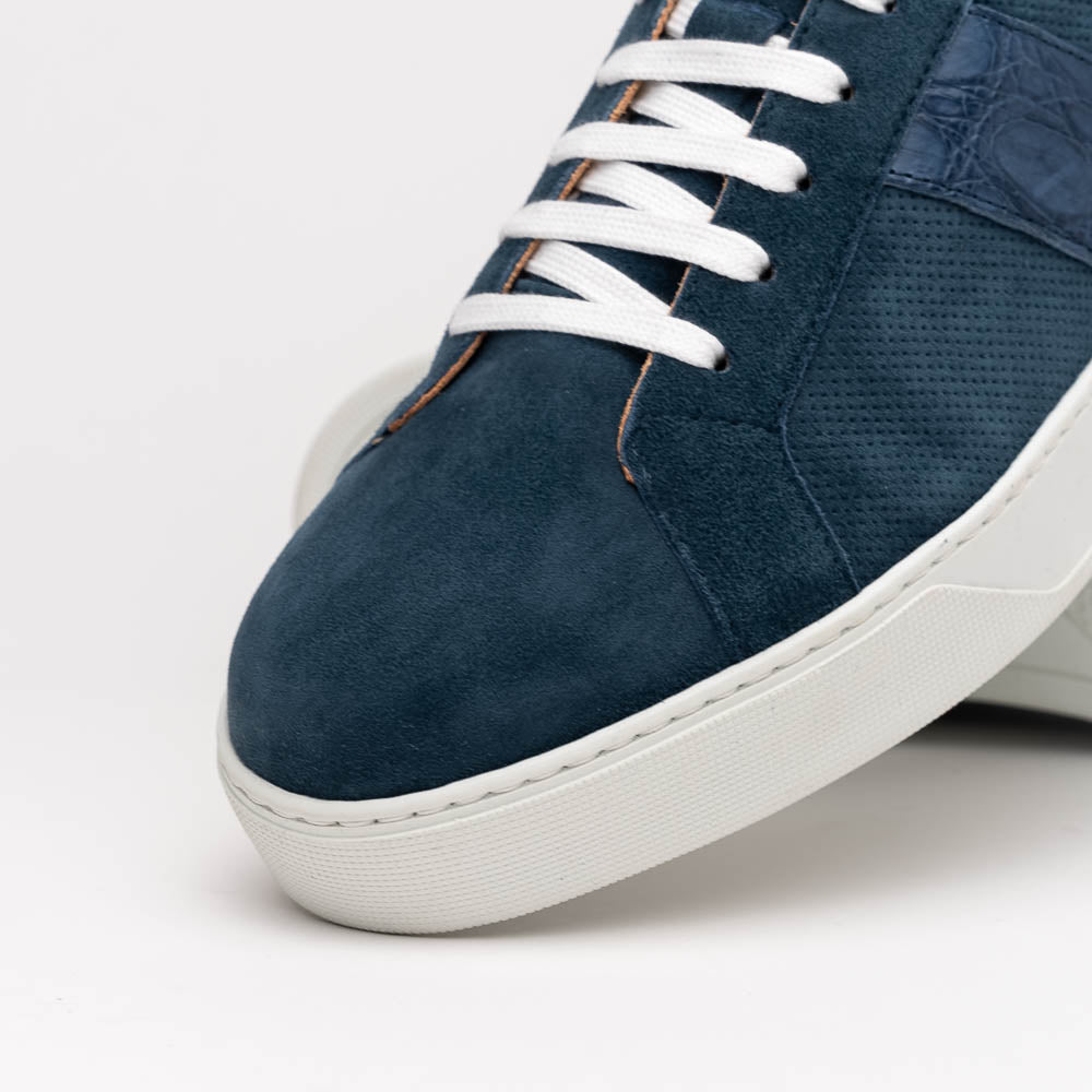 Zelli Olympias Calf & Crocodile Sneakers Sea Blue (61-101-SEA)