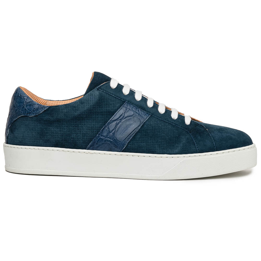 Zelli Olympias Calf & Crocodile Sneakers Sea Blue
