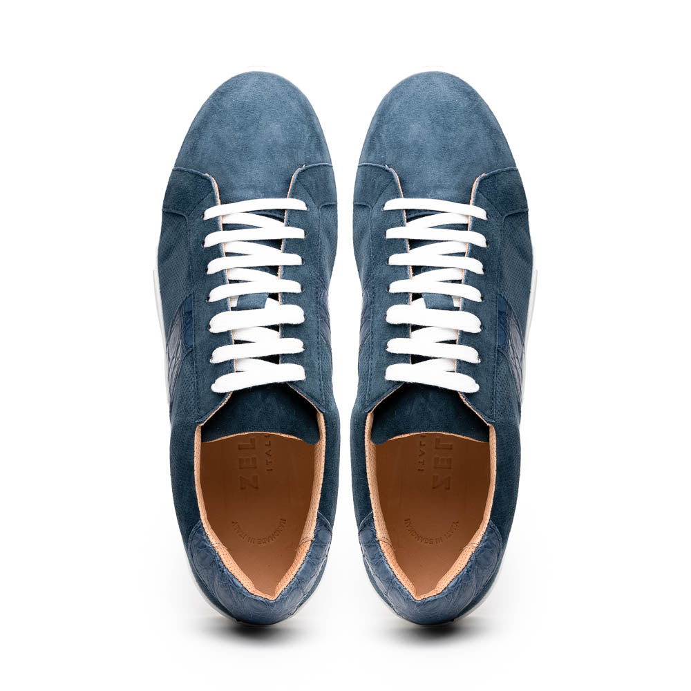 Zelli Olympias Calf & Crocodile Sneakers Sea Blue (61-101-SEA)