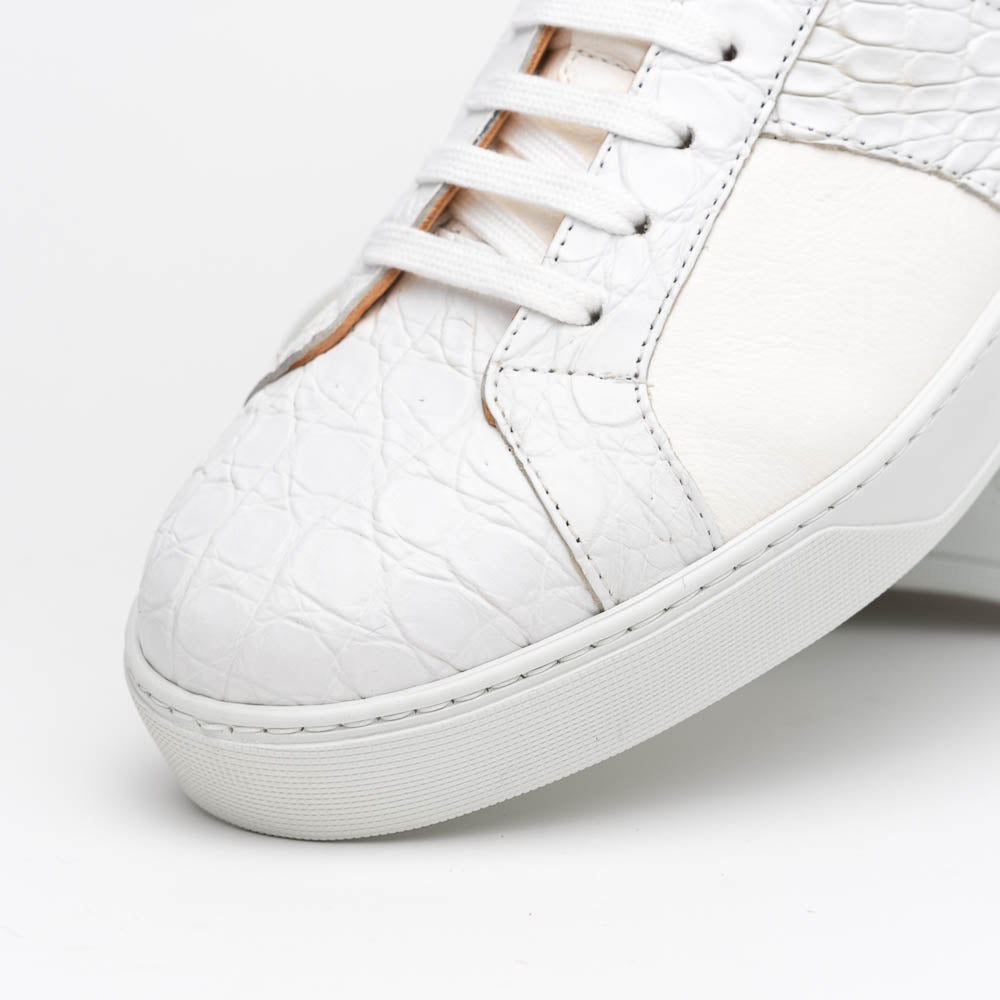 Zelli Luca Crocodile & Calfskin Sneakers White (61-100-WHT)
