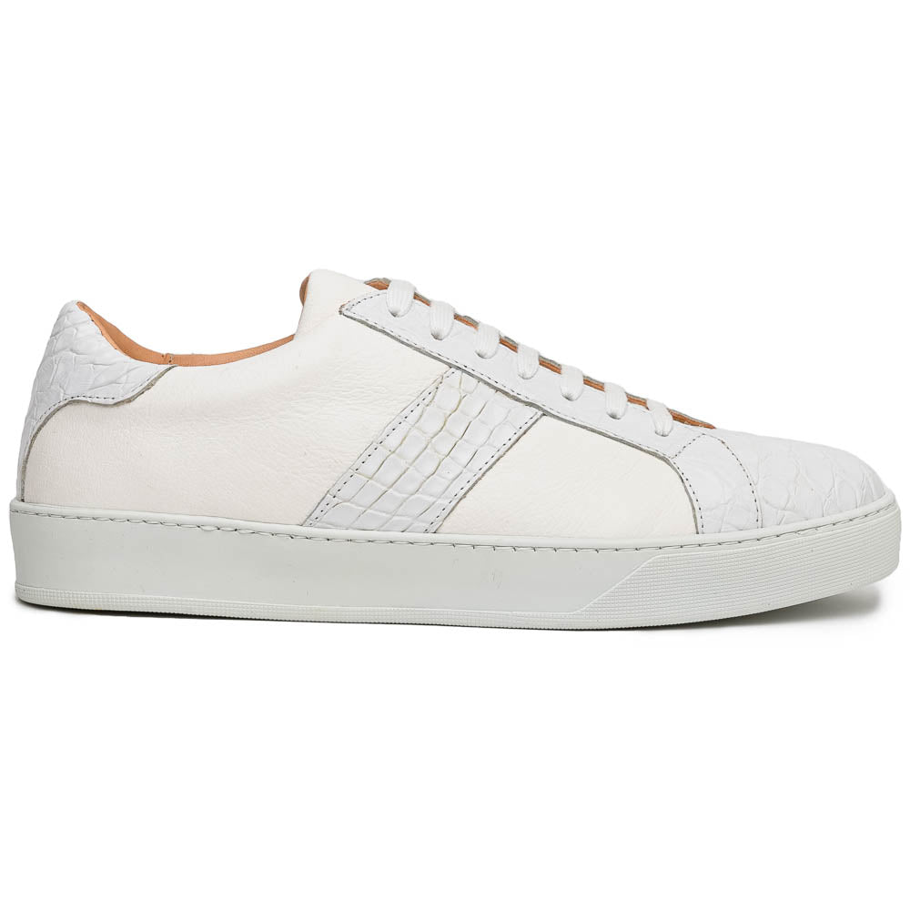 Zelli Luca Crocodile & Calfskin Sneakers White