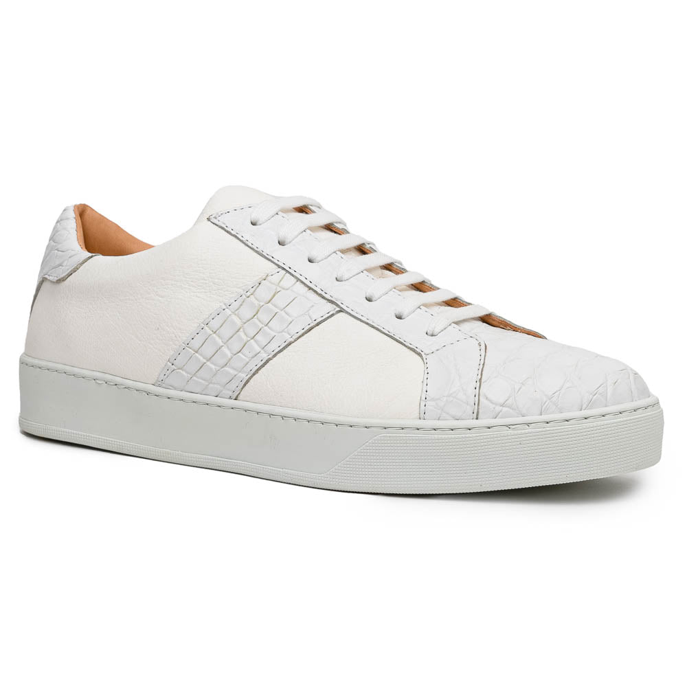 Zelli Luca Crocodile & Calfskin Sneakers White (61-100-WHT)
