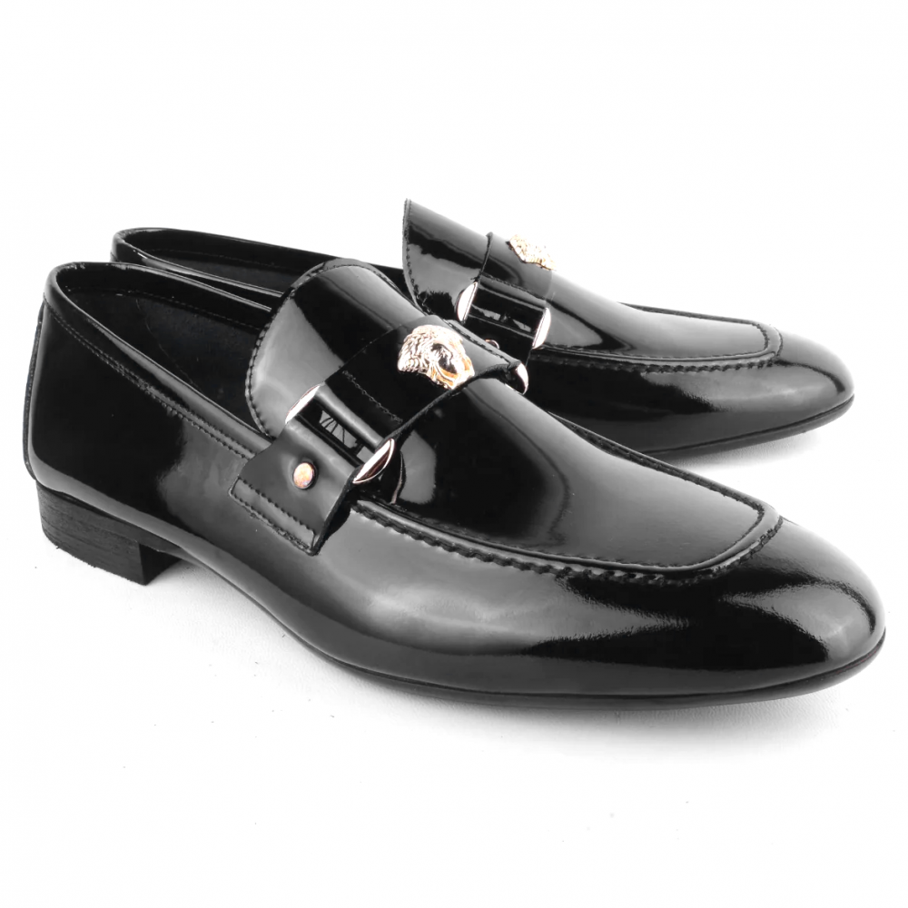 Corrente 5229 Patent Leather Ornament Loafer Black