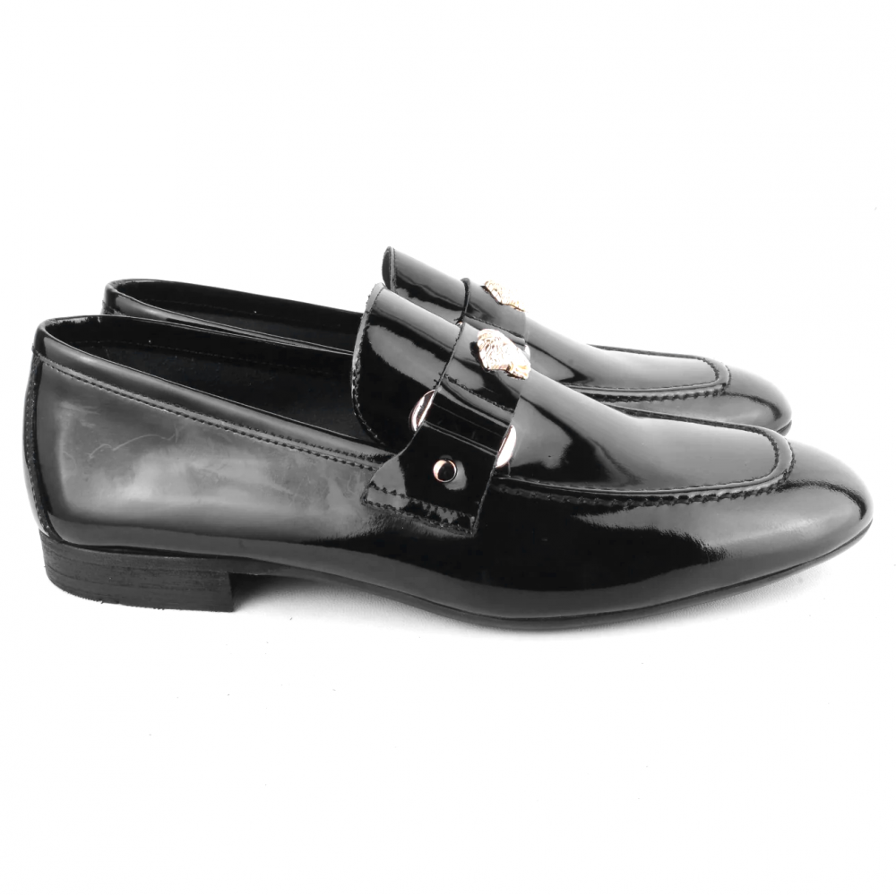 Corrente 5229 Patent Leather Ornament Loafer Black
