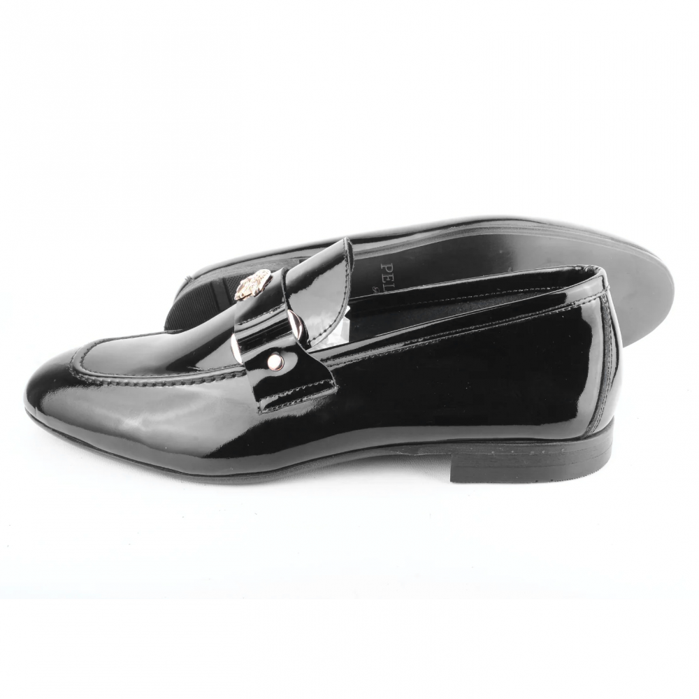 Corrente 5229 Patent Leather Ornament Loafer Black