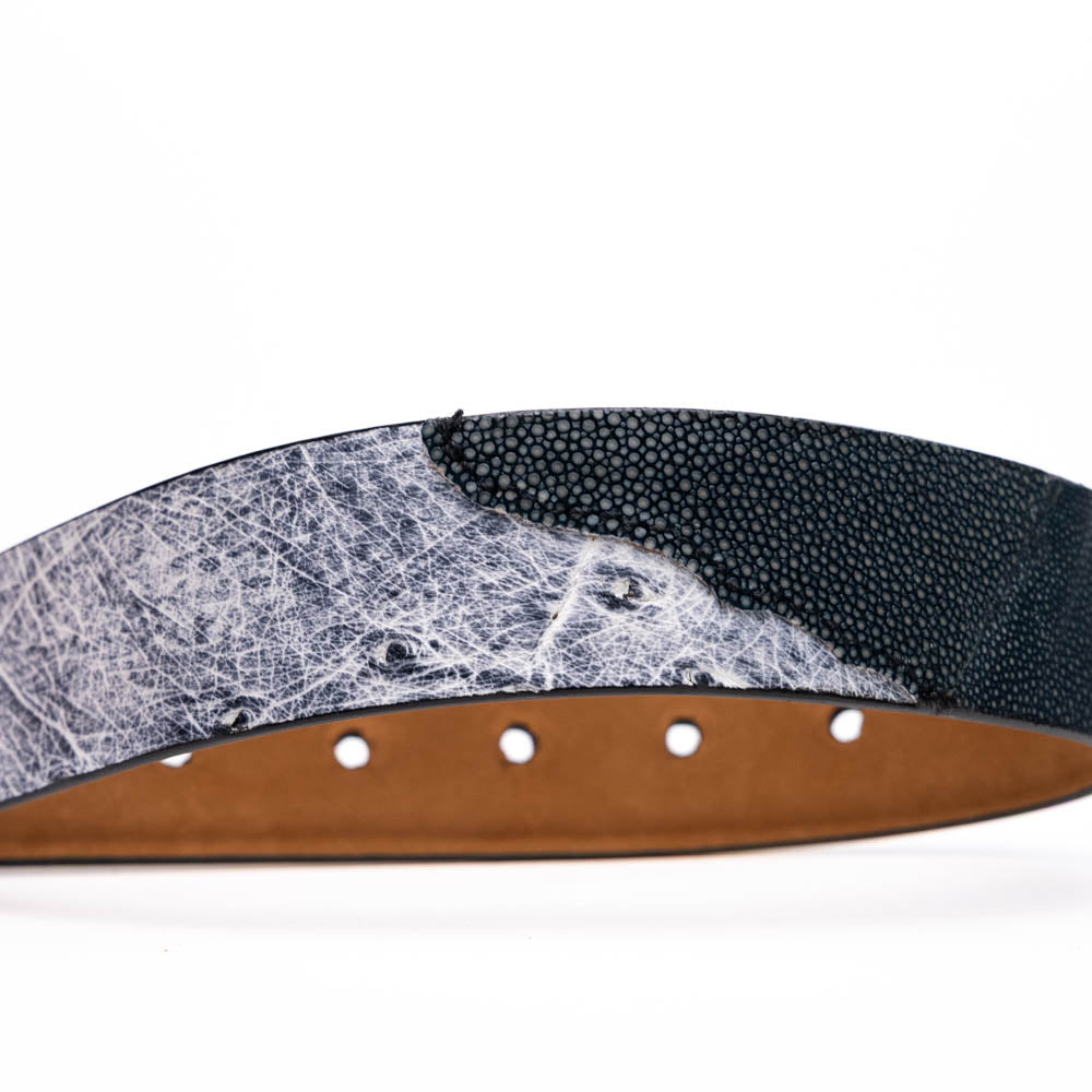 Marco Di Milano Lucca Ostrich & Stingray Belt Newspaper / Black