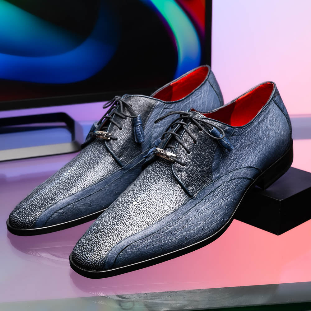Marco Di Milano Lucca Ostrich & Stingray Shoes Navy
