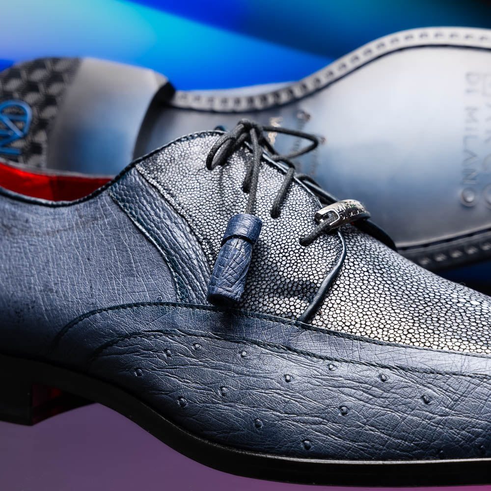 Marco Di Milano Lucca Ostrich & Stingray Shoes Navy