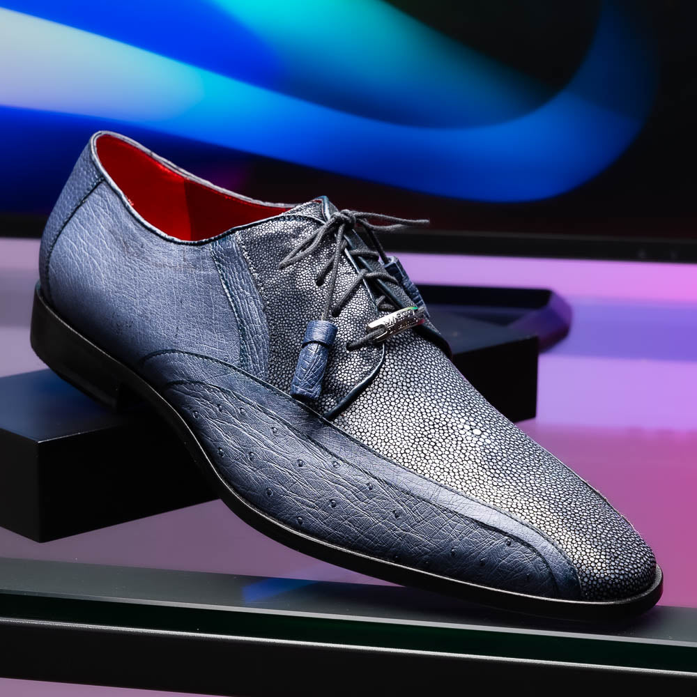 Marco Di Milano Lucca Ostrich & Stingray Shoes Navy
