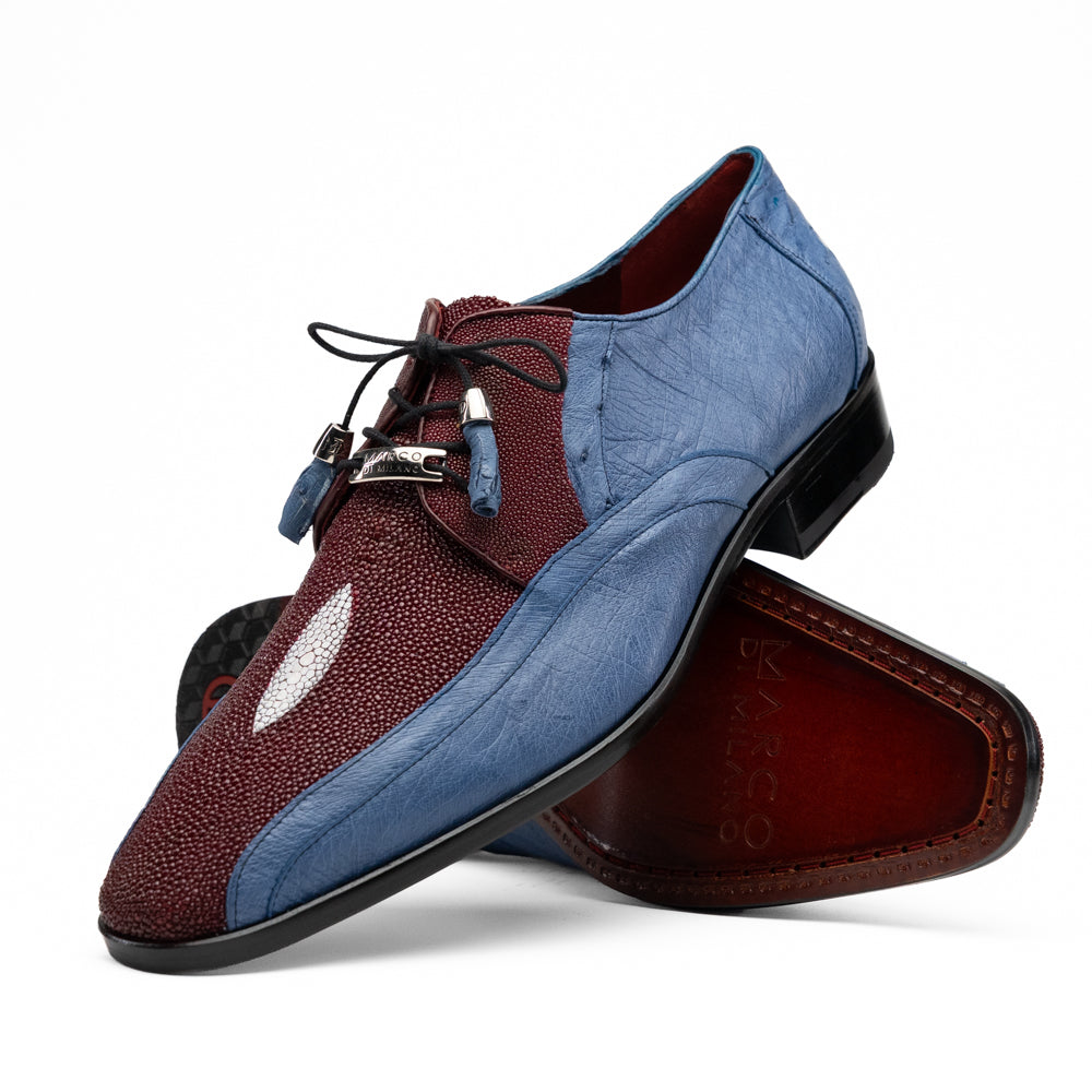 Marco Di Milano Lucca Ostrich & Stingray Shoes Wine / Jeans Blue