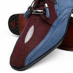 View product image 4: Marco Di Milano Lucca Ostrich & Stingray Shoes Wine / Jeans Blue