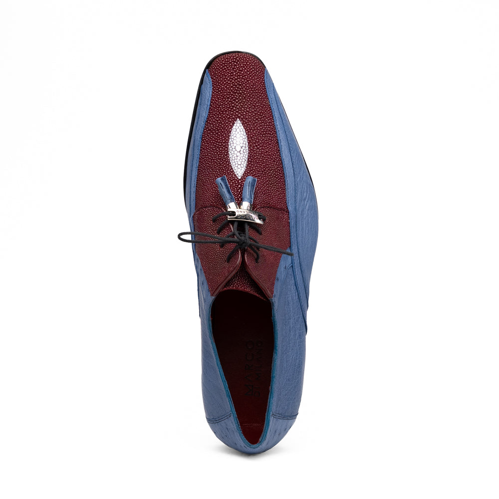 Marco Di Milano Lucca Ostrich & Stingray Shoes Wine / Jeans Blue