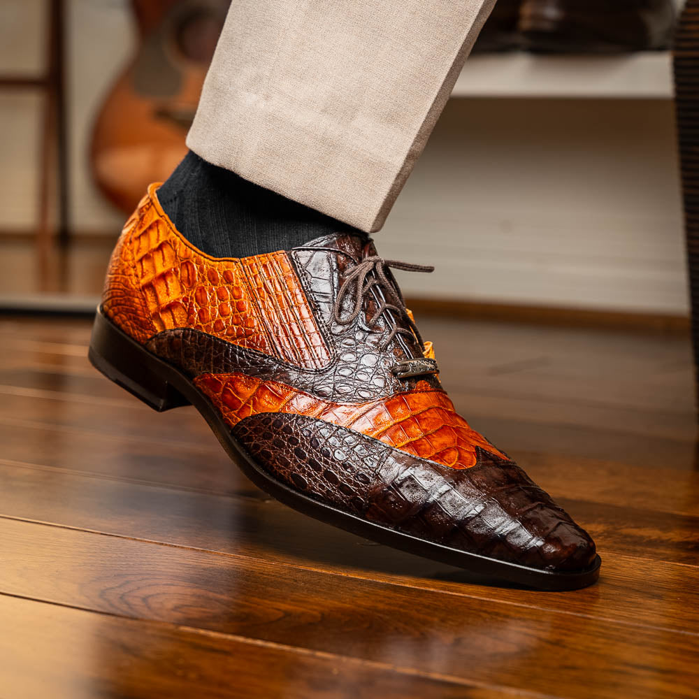Marco Di Milano Luciano Caiman Crocodile Wingtip Shoes Cognac / Brown