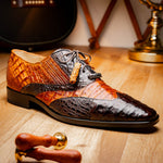 Marco Di Milano Luciano Caiman Crocodile Wingtip Shoes Cognac / Brown