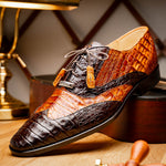 Marco Di Milano Luciano Caiman Crocodile Wingtip Shoes Cognac / Brown