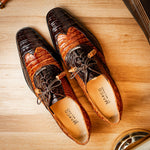 Marco Di Milano Luciano Caiman Crocodile Wingtip Shoes Cognac / Brown
