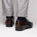 Marco Di Milano Luciano Caiman Crocodile Wingtip Shoes Navy / Brown