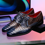 Marco Di Milano Luciano Caiman Crocodile Wingtip Shoes Navy / Brown