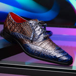 Marco Di Milano Luciano Caiman Crocodile Wingtip Shoes Navy / Brown