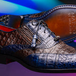 Marco Di Milano Luciano Caiman Crocodile Wingtip Shoes Navy / Brown