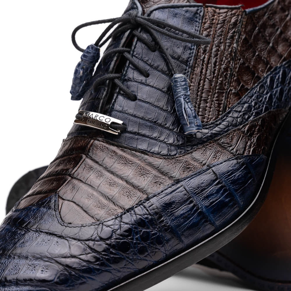 Marco Di Milano Luciano Caiman Crocodile Wingtip Shoes Navy / Brown