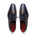 Marco Di Milano Luciano Caiman Crocodile Wingtip Shoes Navy / Brown