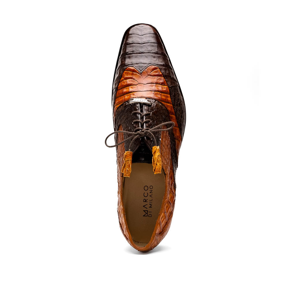 Marco Di Milano Luciano Caiman Crocodile Wingtip Shoes Cognac / Brown