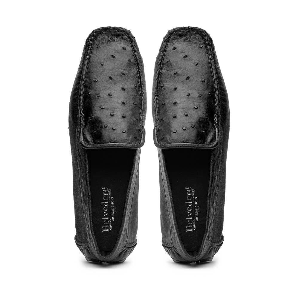 Belvedere Luis Ostrich Shoes Black