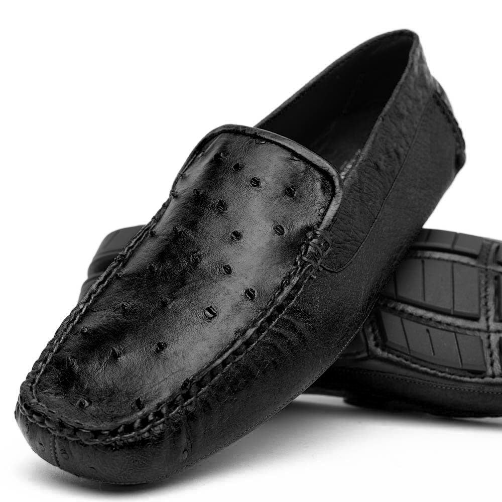 Belvedere Luis Ostrich Shoes Black