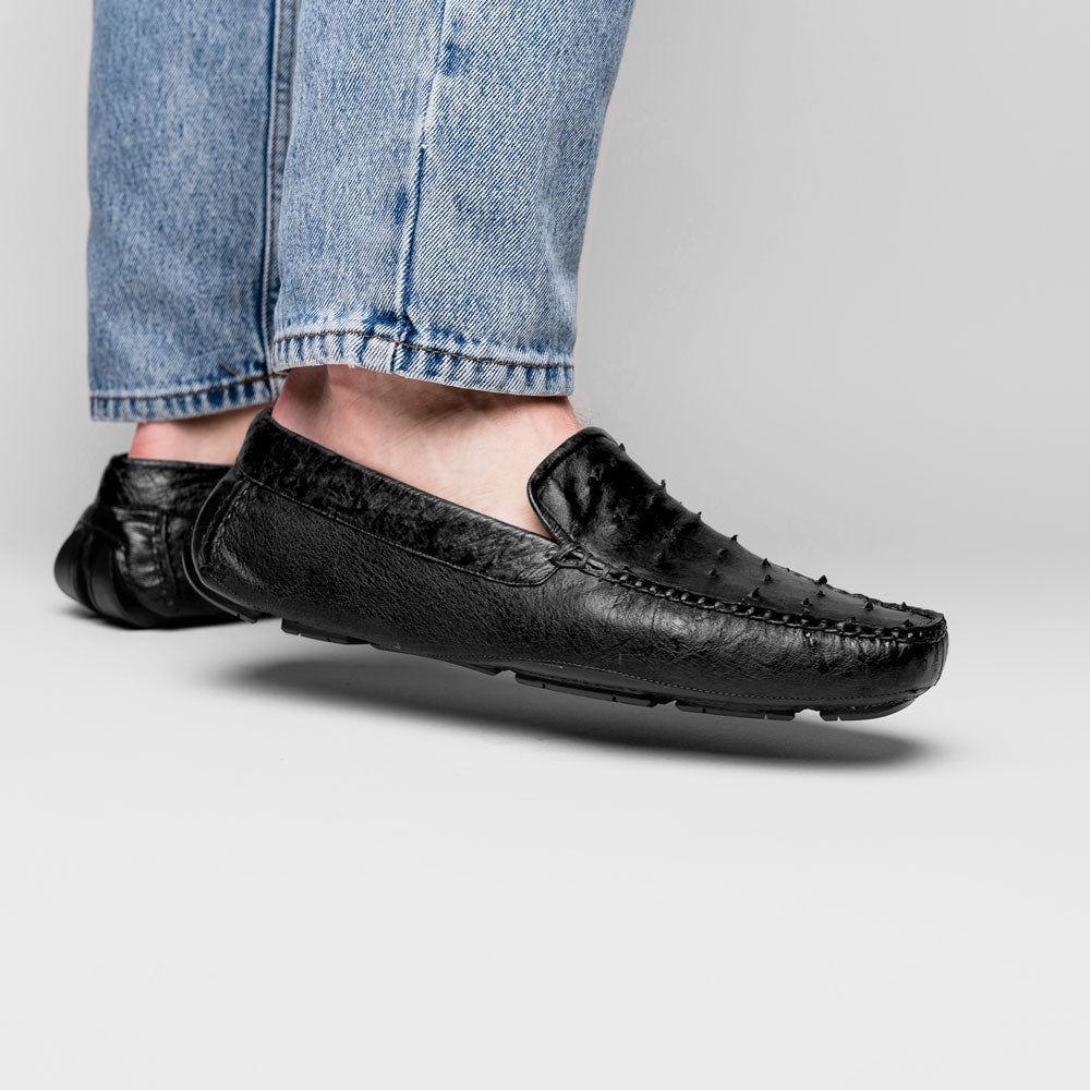 Belvedere Luis Ostrich Shoes Black